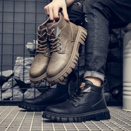 Boy wear-resisting martin boots black retro boots for men