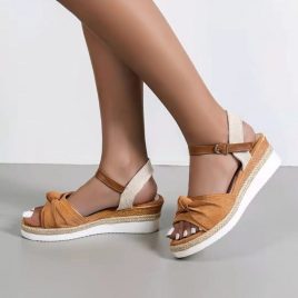 Casual Contrast Color Bow Women Wedge Sandals