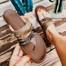 Casual Snake Print Flat Slipper For Women