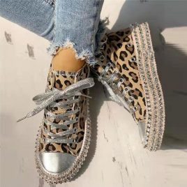 Leopard Black Rivet Platform Women Flat Shoes