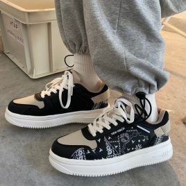 Fashion Black Printed Sneakers For Women
