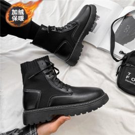 Winter black boots British style martin boots for men