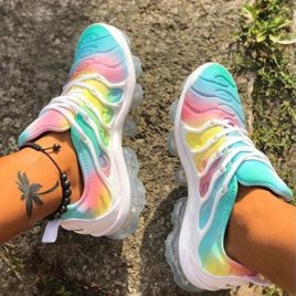 Casual Rainbow Color Running Shoes For Women