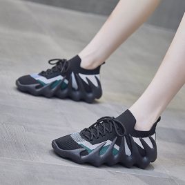 Color Blocking Lace Up Unisex Sports Sneakers