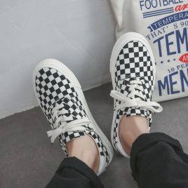 Plaid canvas shoes board shoes for men