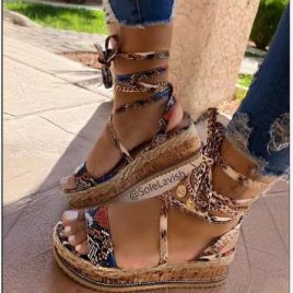 Fashion Snake Print Bandage Sandals