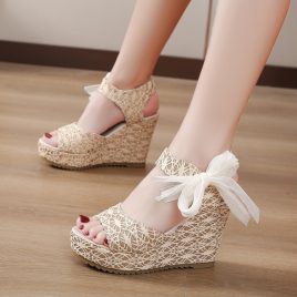 Fashion Bow Ankle Strap Wedge Heels Sandals
