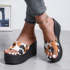 Color Blocking Wedge Slippers For Women