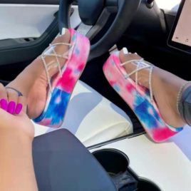 Fashion Contrast Color Rhinestone Wedges For Women