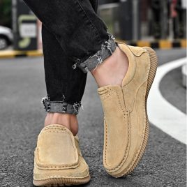 Large yard thermal cowhide fashion low leather shoes for men