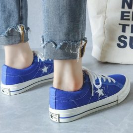 Korean style splice canvas shoes stars couples board shoes