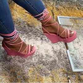 Roman Style Ankle Strap Wedge Shoes