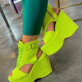 Peep-Toe Hollowed Out Bandage Wedges